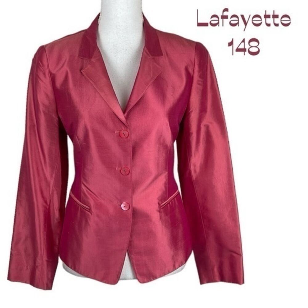 Lafayette 148 New York Pink Silk Long Sleeve Jacket NWOT Size 6